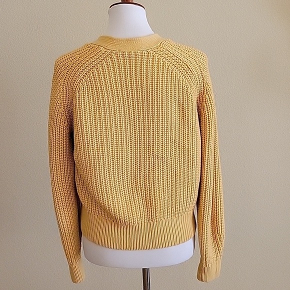 Everlane The Cotton Texture Cardigan Knit Chunky Sweater Butter Yellow Medium - Picture 4 of 7